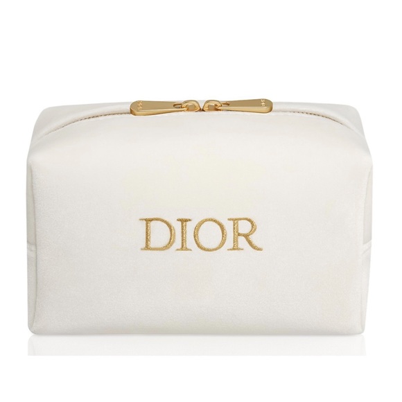 Dior Cream Cosmetic Bag with Gold Accents - Picture 1 of 9